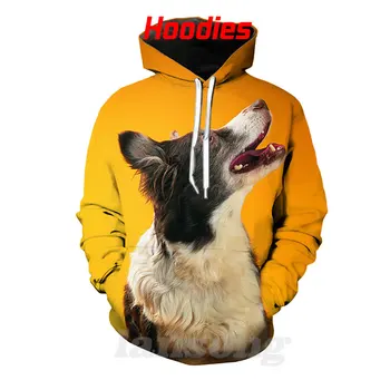 Mielas šuo geltonas fonas Hoodie 3D Spausdinimo hoodies/shirts/Kelnės Vyrams Harajuku Juokinga Gatvės Hip-Hop ' o Striukė Rudenį ir Žiemą