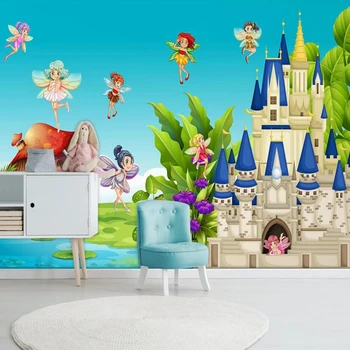 Milofi užsakymą 3D tapetai, freskos romantiškas pilis, rūmai, pasakų grybų namus, vaikų kambario foną tapetai sienų apdaila