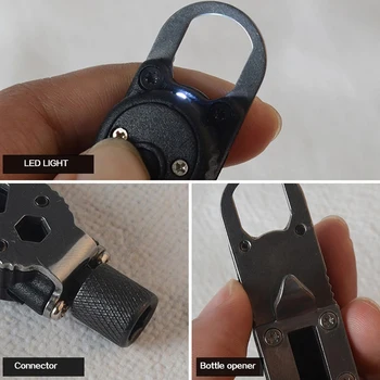 Mini Daugiafunkcinis Keychain EDC Lauko Kempingas Nešiojamų Nerūdijančio Plieno Kišenėje Įrankiai Wilderness Išgyvenimo