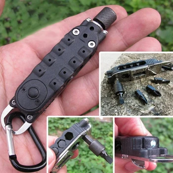 Mini Daugiafunkcinis Keychain EDC Lauko Kempingas Nešiojamų Nerūdijančio Plieno Kišenėje Įrankiai Wilderness Išgyvenimo