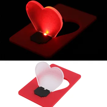 Mini Piniginė Kišenėje Kreditinės Kortelės Dydžio Nešiojamų LED Nakties Šviesos Avarinis elektros Lemputės Mielas Širdies popierinė Kortelė, Blykstė