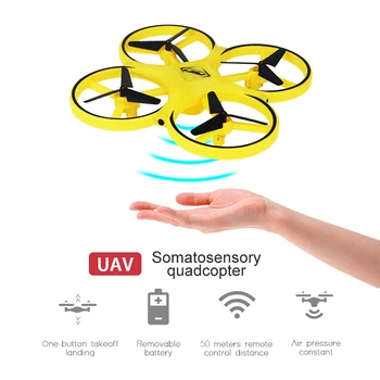 Mini Quadcopter Indukcijos Drone Smart Žiūrėti Nuotolinio Stebėjimo Gestas Rc Lėktuvų UFO Somatosensory Noctilucent Sąveika Rc Žaislai