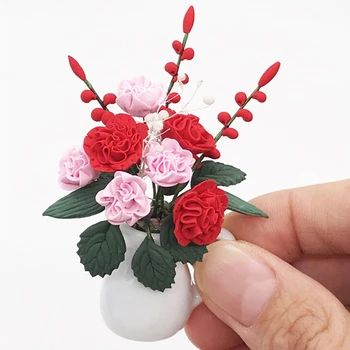 Mini Vazoninių Augalų, Gėlių Puodą Lėlių Dekoro 1:12 Lėlės Namas Miniatiūriniai Gėlių Fėja Sodo Ornamentu Bonsai Modelį, Vaikai, Žaisti Žaislas