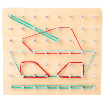 Modelio Korteles Latekso Elastinės Juostos Mokymosi Žaislas Medinis Geoboard Nustatyti 8x8 Pin Geometrijos Formos Puzzle Plokštė su Veikla