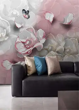 Modernus minimalistinis ranka-dažytos gėlės drugelis sienų apdaila dažymas HD Skaitmeninis Spausdinimas Drėgmės Sienos popieriaus