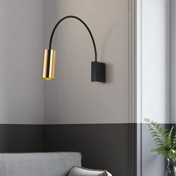 Modernus Reguliuojamo Ilgio Sūpynės Rankos Sienos Lempos dega Skaityti 360 Laipsnių Pasukti Lankstus Vintage Black Sienos Lempos LED