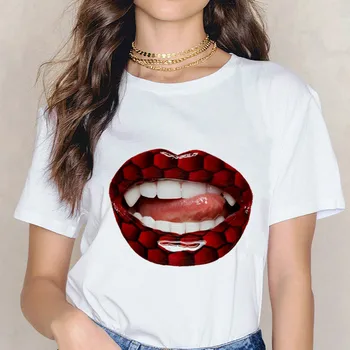 Moterų 2020 m. Vasaros Mados Viršūnes Kiss Spausdinti 3D lūpų Sexy Lady T-shirts Top Marškinėliai Moteriški Vyriški Grafinis Moterų Tee Marškinėliai Moterims