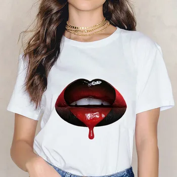 Moterų 2020 m. Vasaros Mados Viršūnes Kiss Spausdinti 3D lūpų Sexy Lady T-shirts Top Marškinėliai Moteriški Vyriški Grafinis Moterų Tee Marškinėliai Moterims