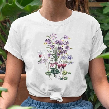 Moterų Grafinis Saulėgrąžų Akvarelė Mados Spausdinimo Mados 90s Trumpas Rankovės Lady Drabužius Viršūnes Tees Spausdinti Moterų Marškinėlius (T-Shirt