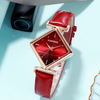 Moterų Laikrodžiai Gadyson Aptakus Minimalistinė Geometrinių Aikštėje Gradientas Matinis Ponios Laikrodis Kvarcinis Mados Suknelė Žiūrėti Reloj Mujer