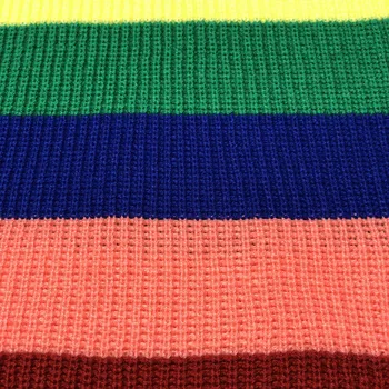 Moterų Megztinis Apvalios Kaklo Vaivorykštės Spalvų Ripple Megztinis Plonas Megztinis ilgomis Rankovėmis Storio Linija, Aukštos Apykaklės, Seksualus Twist Megztinis Wome