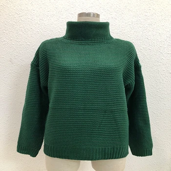 Moterų patenka 2018 karšto stiliaus megzti megztinis vientisų spalvų didelis OLIS priemiestinių žalioji golfo moterims