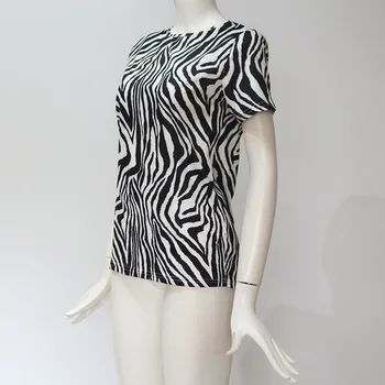 Moterų Zebra Print T shirt Vasaros Trumpas Rankovės O-kaklo Viršūnes Mados Streetwear Moterų marškinėliai Plius Dydis Prarasti Viršūnes Tees Moteris