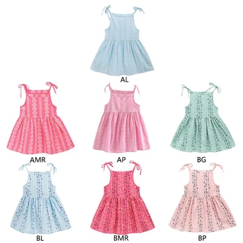 MUQGEW Baby Girl Dress 2019 M. Vasarą Kietas Gėlių Dryžuotas Princesė Suknelės Mergina Vaikų Vaikai Paplūdimio Šalies Sundress Drabužiai