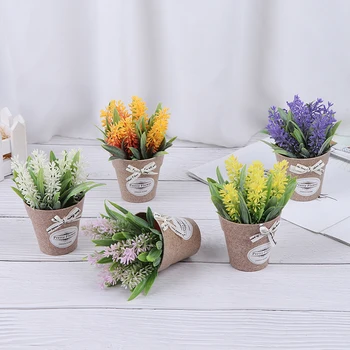 Namų Puošybai 1 Set ir Vaza Netikrą Gėlių Dirbtinių Augalų, Dekoratyvinių Gėlių Mažas Mini Vazoninių Bonsai Augalų Žalia