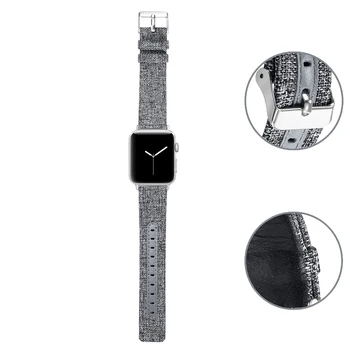 Natūralios Odos dirželis apple watch band 44mm 40mm 42mm 38mm correa Drobės Audinys watchband už iwatch pulseira 5/4/3/2/1