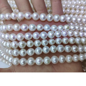 Natūralūs Gėlavandenių Perlų Vėrinį Klasės AAA, 7-8mm Apvalios Formos Rutuliukai ne didesnis kaip 36 cm Vienos Krypties Moterims 