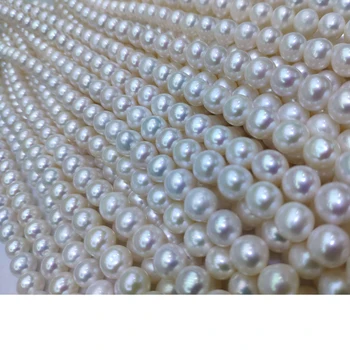 Natūralūs Gėlavandenių Perlų Vėrinį Klasės AAA, 7-8mm Apvalios Formos Rutuliukai ne didesnis kaip 36 cm Vienos Krypties Moterims 
