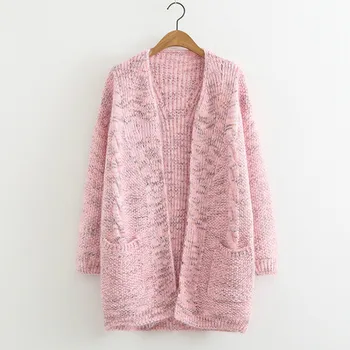 Nauja Stiliaus Rudens ir Žiemos Megzti Megztinis Šiltas, Storas, Pūkuotas Margas Megztinis Megztinis moterų džemperis cardigan