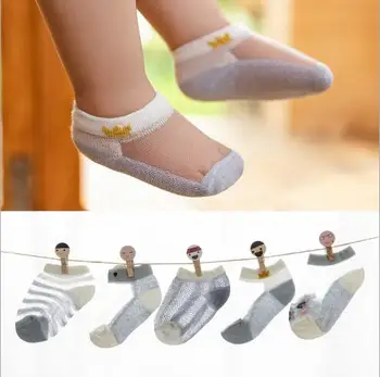 Nauja ultra-plonas medvilnės tuščiavidurių vaikų kojinės kūdikiams ir mažiems vaikams mažai kojinių 5 poras ledo šilko valtis kojinės
