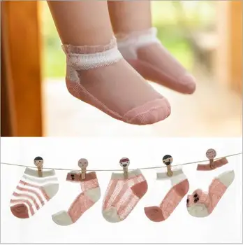 Nauja ultra-plonas medvilnės tuščiavidurių vaikų kojinės kūdikiams ir mažiems vaikams mažai kojinių 5 poras ledo šilko valtis kojinės