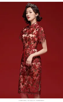 Nauja vasaros Kinijos retro stiliaus mandarinų apykaklės jaunų moterų slim Visos kibirą gėlių aplikacija Cheongsam patobulinta suknelė moterims