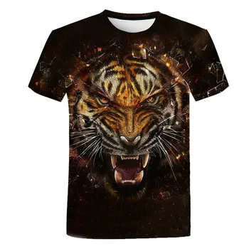 Nauja vyrų ir moterų 3D spausdinimo Gyvūnų Tigras t-shirt dizainas atsitiktinis viršų vaikų ventiliaciją ir komfortą trumpomis rankovėmis