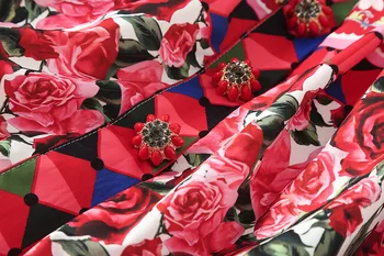 Naujas 2018 m. pavasario vasaros kilimo ir tūpimo tako prekės rose modelius spausdinti moterų atsitiktinis suknelė spageti dirželis mielas mygtukai, tinka ir blyksnius suknelės