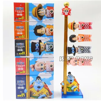 Naujas 5vnt/set Anime One Piece Koinobori Modeliai Žaislas PVC Jinbe Luffy Ace Sabo Shirahoshi Duomenys juguetes vaikams, žaislų, Dovanų