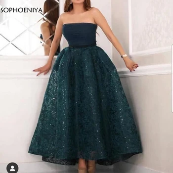 Naujas Atvykimo Arbata ilgis Trumpą vakarinę suknelę 2021 Blizgučiais nėrinių vakaro suknelės chalatas de soiree courte dubajus Oficialų suknelė