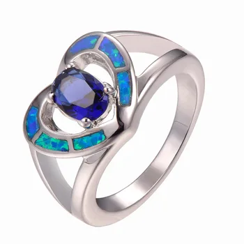 Naujas Atvykimo Mėlyna Kristalų Cirkonis Su BlueFire Opal 925 Sterlingas Sidabro Žiedas Dydis 6 7 8 9 10 R1350