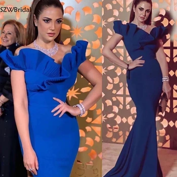 Naujas Atvykimo V Kaklo Royal Blue Undinė vakaro suknelės 2021 Pigūs arabų vakarinę suknelę Šaliai, Skraistės longue soiree