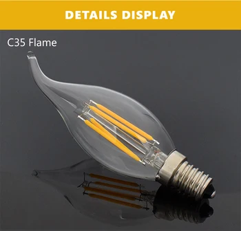 Naujas Dizainas LED Gijų E14 Lemputė 4W 8W 110V, 220V, Edison Stiklo, Žvakių Šviesos Apšvietimo Šviestuvo Naktį Šviesos Patalpų Namuose