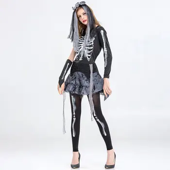 Naujas Halloween Skeletas Rėmo Dvasios Nuotaka Zombie Kostiumas Etape Kostiumas Vaiduoklių Festivalis Kaukolė Nustatyti Siaubo Atmosferą Moterų Drabužiai