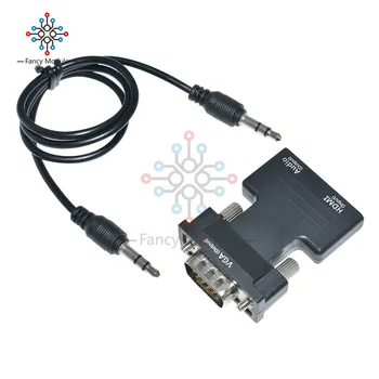 Naujas HDMI Female VGA Male Konverteris Audio Adapteris Remti 1080P Signalo Išėjimas
