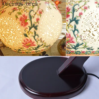 Naujas Kinijos klasikinės tuščiaviduriai led keramikos stalo lempa miegamojo, naktiniai staleliai, lempa American Pastoral kūrybos medžio masyvo stalo lempos