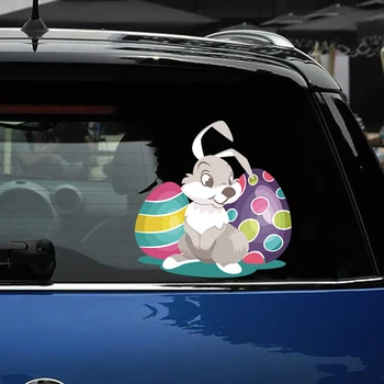 Naujas Nuimamas & Daugkartinio naudojimo Lipdukai Automobilių HAPPY EASTER Bunny ir Du Spalvoti Kiaušiniai, Automobilių Lipdukai ir Lipdukus Auto Produktus