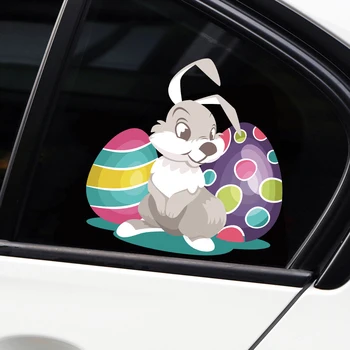 Naujas Nuimamas & Daugkartinio naudojimo Lipdukai Automobilių HAPPY EASTER Bunny ir Du Spalvoti Kiaušiniai, Automobilių Lipdukai ir Lipdukus Auto Produktus