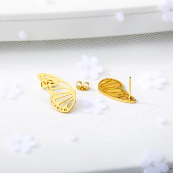 Naujas Paprastas Aukso Spalvos, Tuščiavidurė Drugeliu Auskarai Moterims, Elegantiškas Klasikinis Vabzdžių Stud Earings Vestuves Papuošalai, Aksesuarai