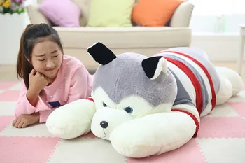 Naujas parduoti 120cm Didelis Haskis pliušinis žaislas šuo,Vaikai ir mergaitės gimtadienio dovana visam tinklui žemiausia kaina lėlės Kalėdų dovana