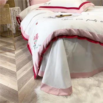 Naujas prabangus patalynės komplektas baltas Europos stiliaus Siuvinėjimų paklode, antklodė padengti užvalkalas