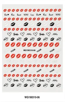 Naujausia Seksuali raudonos spalvos lūpų grandinės meilės, pinigų 3d nagų dailė lipdukas nagų decal štampavimo eksporto japonijos dizaino cirkonio papuošalai