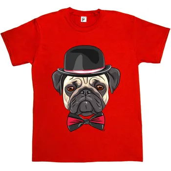 Naujausias 2019 Vyrų Mados Posh Pug Melonik Hat & Bowtie Pug Vyrai T-Shirt Karšto Tee Marškinėliai
