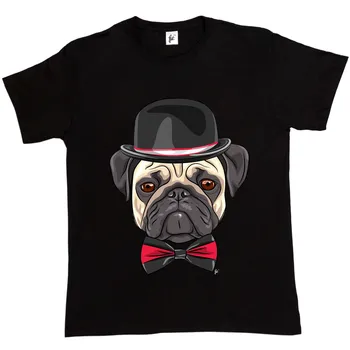 Naujausias 2019 Vyrų Mados Posh Pug Melonik Hat & Bowtie Pug Vyrai T-Shirt Karšto Tee Marškinėliai