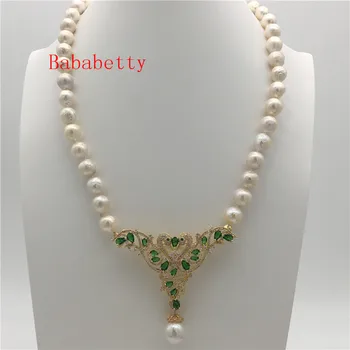 Naujų gražių natūralių gėlavandenių perlų baroko 10-11 mm perlų karoliai pakabukas 22inches