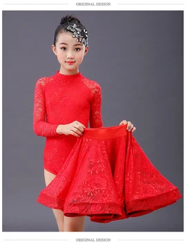 Naujų Mergaičių Nėrinių Lotynų Šokių Suknelė Vaikų Šokio Spektaklis Konkurencijos Standarto Suknelė Vaikams Šokių Kostiumai