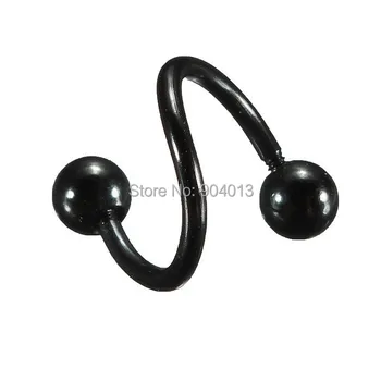 Nemokamas pristatymas 2vnt 16G Nerūdijančio Plieno Spirale Susukti Žiedai lūpų ausies žiedas s labret ausies juoda ausų auskarų vėrimo papuošalai