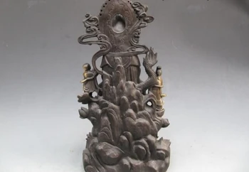 Nemokamas Pristatymas 40cm Kinijos rafinuotas Bronzos Bodhisatvos Guan Yin dosnumas Berniukas ant Dragon Lotoso Gėlė