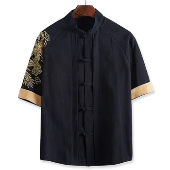 Nemokamas pristatymas Lino vyrų didelis dydis marškinėliai Kinų stiliaus riebalų vaikinas plius dydžio vyriški Laisvalaikio short-sleeve T-shirt 7XL 8XL 10XL 165cm