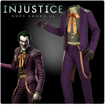 Neteisybė: Dievas Tarp Mūsų Joker Cosplay Apranga Violetinė Striukė, Kelnės Helovinas Kostiumas Žmogui Suaugusiųjų